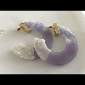 Purple and white earrings